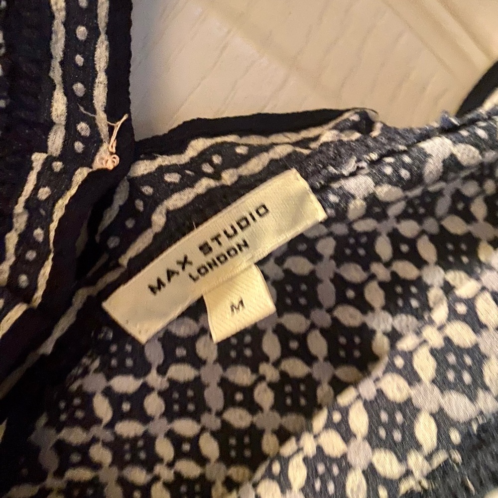 Max Studio Smocked jumpsuit Dress Navy and White - Picture 8 of 10